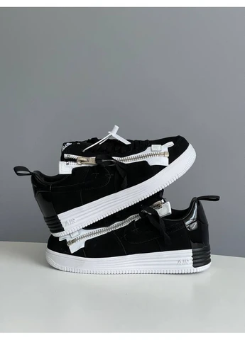 Черные демисезонные кроссовки мужские и женские nike lunar force x acronym black white | найк лунар форс 1 черные No Brand