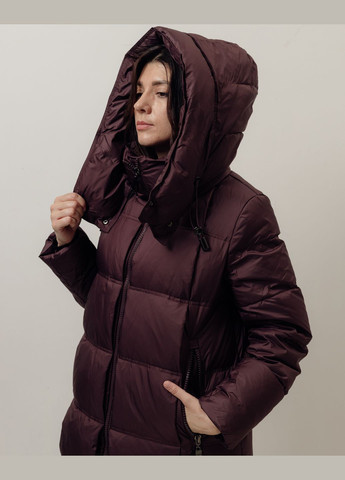 Темно-бордове зимнє Пальто жіноче бургунді Clasna