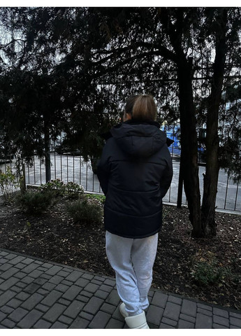 Черная зимняя ✨женская зимняя куртка-дутик с капюшоном и боковыми фиксаторами замеры в описании✨ куртка-пальто DK/DL Мода без кордонів