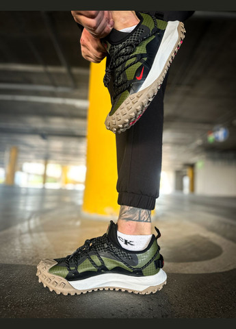 Зеленые всесезонные кроссовки мужские nike acg mounth gore-tex green black | найк асж маунс зеленые черные No Brand