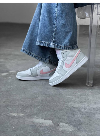 Сірі Осінні кросівки чоловічі nike air jordan 1 retro high grey orange найк аір джордан No Brand