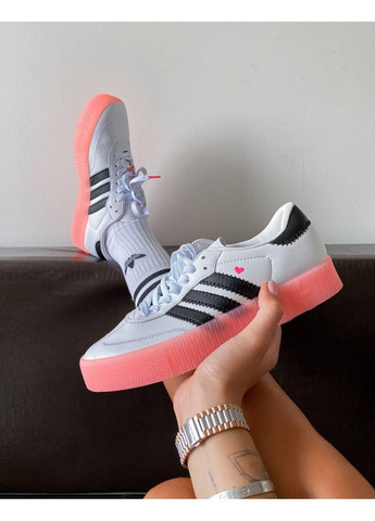 КРОССОВКИ ЖЕНСКИЕ ADIDAS SAMBA WHITE BLACK PINK АДИДАС САМБА No Brand розовые демисезоны (369391850)