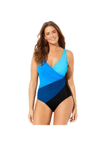 Комбінований літній купальник великого розміру для жінок із пишними формами. суцільний купальник жіночий з чашкою виготовлений із еластану China