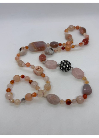 Намисто з агату та металевої кулі з стразами 100 см Комбінований No Brand (368561671)