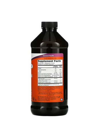 Препарат для суставов и связок Liquid Hyaluronic Acid, 473 мл Now (293415562)