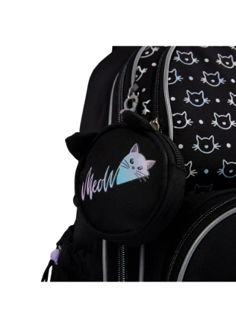 Рюкзак шкільний напівкаркасний S-100 Smiling Cats 37х30х14 см Чорно-білий (559871) Yes (387583484)