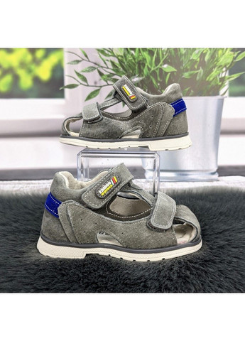 Серые повседневные босоножки детские сандалии для мальчика Kimboo на липучке