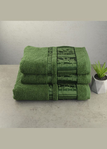 GM Textile набор махровых полотенец 3шт 50х90см, 50х90см, 70х140см bamboon 450г/м2 () зеленый производство -