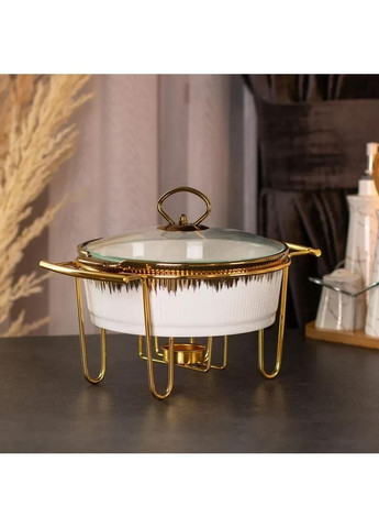 Марміт порцелянаовий 1,5 літра настільний круглий круглий мармітниця з підігрівом Біла HP1035 No Brand (369966599)