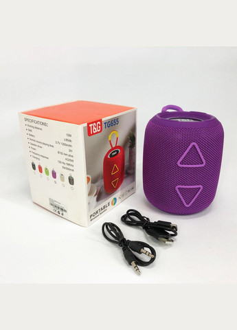 Портативная колонка TG655 5W с RGB подсветкой и ремешком, Аккумуляторная для музыки. Цвет: лиловый No Brand (359475190)