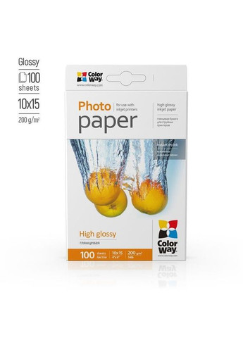 Фотобумага CW глянцевая 200г/м2 10х15см 100л (PG2001004R) Colorway (332960480)