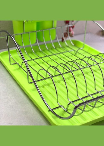 Зелена сушарка для посуду 52х32х13 см з піддоном Kamille (304422133)