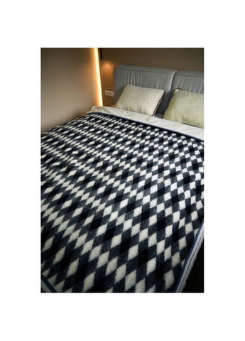 Плед из овечьей шерсти 160×200 см с ромбовым узором – теплый и натуральный Верховинка Плед з вовни мериноса (362046758)