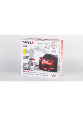 Купити потужні лампи від українського виробника PA-09 H1 42W(2*21W) 9-32V 6K LED к-т. DriveX (395853002)