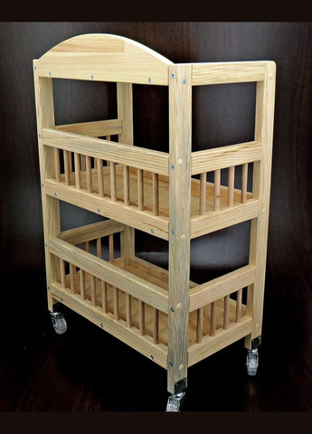 Этажерка из дерева для ванной на колёсиках Комуния бланже (АБТ-006301) No Brand (328208711)