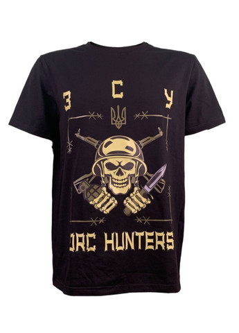 Чёрная футболка унисекс черная с коротким рукавом с принтом всу orc hunters (кулир) раз. xxl 4PROFI кулир (298127301)