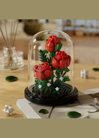 Конструктор цветы в колбе красные розы 254 деталей (368) No Brand (338222866)