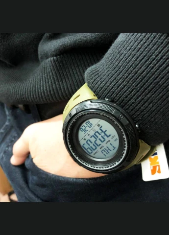 Часы наручные мужские 1167AG ARMY GREEN, брендовые мужские часы. Цвет: зеленый Skmei (381217724)