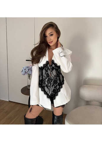 Белый женский женский пиджак No Brand однотонный - всесезон