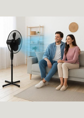 Подвійний комплект підлогових вентиляторів FS40-5 з трьома рівнями швидкості чорний (2104618617) No Brand (351363083)