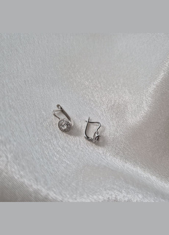 Срібні сережки Коло із Білими каменями срібло 925 проби Родоване 1624с 1.76г No Brand (322773866)