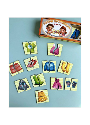 Настольная деревянная игра пазл «Собери половинки одежды» Ubumblebees (365641107)