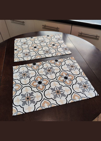 Серветки на стіл під гаряче, набір з 2 сервірувальних килимків ланчматів тефлонових Плиточка з геометричним малюнком Maystat (305390512)