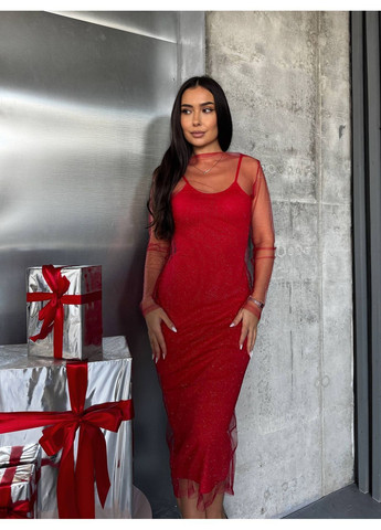 Червона святковий, вечірня, кежуал жіноча сукня елегантна силуетна Style Point однотонна