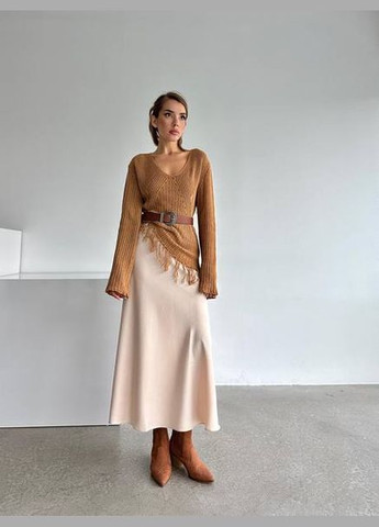 Бежевое женская шелковая юбка цвет бежевый р.42/46 449110 New Trend