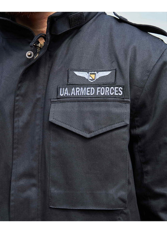 Чорна демісезонна куртка m-65, чорна з українськими нашивками 2xs Olymp 22-PM-M65-H-KH