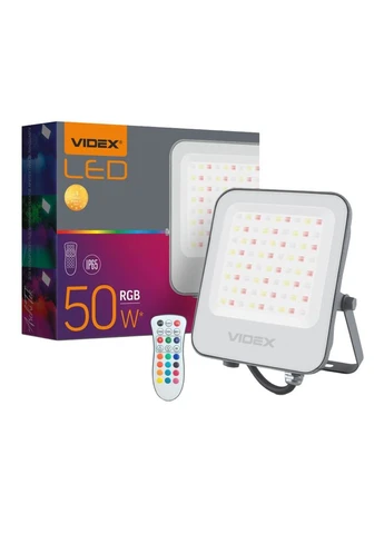 Уличный прожектор VL-F3-50-RGB 50W 1000Lm с регулируемым светом 3000-65000K и пультом ДК Videx (397054991)