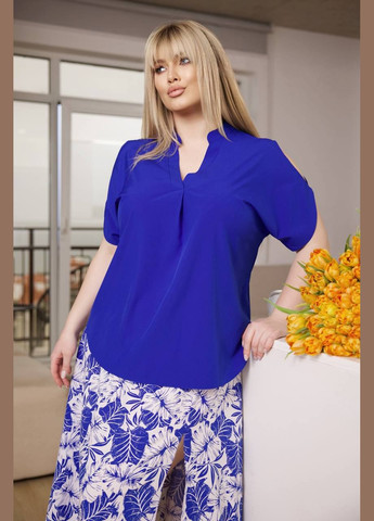 Жіночий костюм блуза та спідниця колір електрик р.62/64 452574 New Trend (285711936)