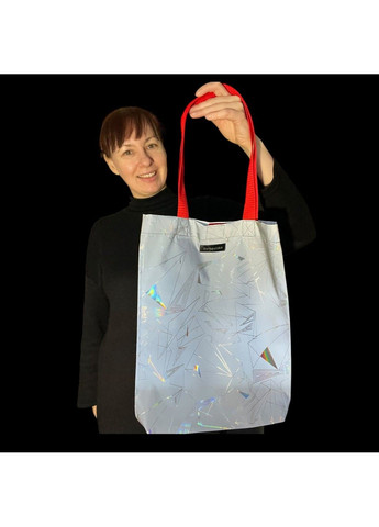 Світловідбиваюча сумка шопер Svitashka Абстракція на кнопці червоні ручки No Brand (335051251)