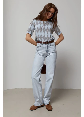 В'язана футболка з ромбами цвет, ONE SIZE (є розміри) No Brand - (386406504)