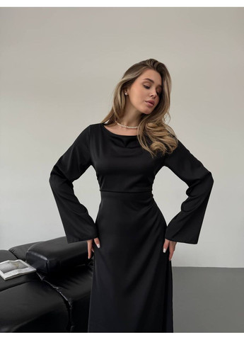 Черное женское шелковое платье макси Osoblyva