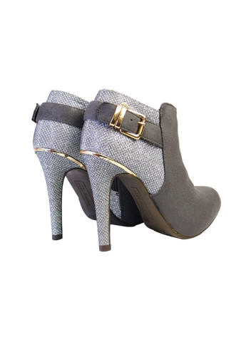 Серые ботильоны замшевые блестящие на каблуке женские 38 серебристый XTI