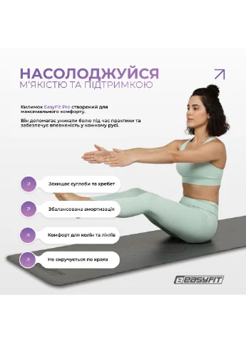 Коврик для йоги каучук 5 мм 184х68 см EasyFit (389592939)