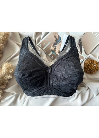 Чёрный удобный бюстгальтер большого размера без косточек и поролона на чашку f черный Lanny Mode