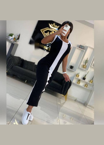 Черно-белое повседневный, кэжуал женское стильное платье - майка с разрезом платье-майка Style Point в полоску