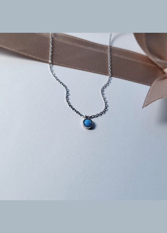 Срібний ланцюжок кольє з підвіскою Коло з блакитним Опалом срібло 925 проби Родоване кл2опг/1008ш до 42 см 1.50г No Brand (306854845)