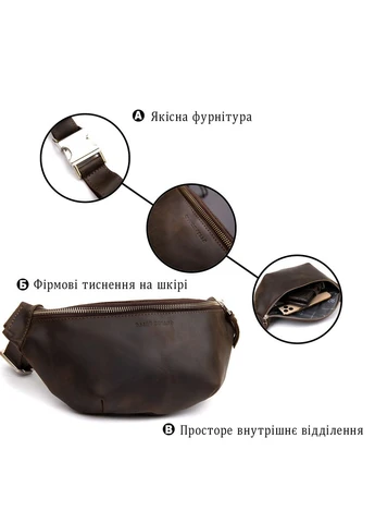 Бананка в матовій шкірі 11154 Коричнева Grande Pelle (394615848)