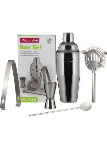 Набір бармена для приготування коктейлів 5 предметів (барсет) Kamille (339780092)