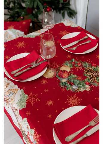 Кругла гобеленова скатертина PRESENT Новорічна декор для святкового столу текстиль для дому D136 см ProDobro (369365330)