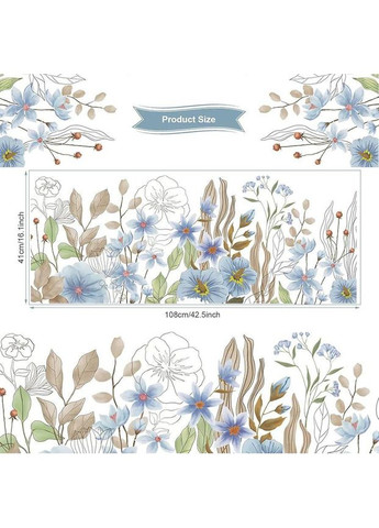 Виниловые наклейки Полевые голубые Цветы ( лист 60 х 90 см) Б201-17 QK-AB BRUP (358901477)