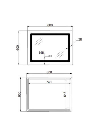 Зеркало Kubis () 800х600 с LED-подсветкой Touch, с антизапотеванием, с диммером, рег. яркости LD78LF904806048446 LIDZ KU2 (372660188)