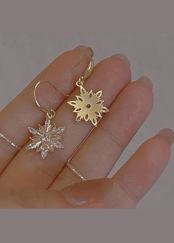 Сережки модні золотисті сережки з камінням Розкішні білі Сніжинки Liresmina Jewelry (285766223)