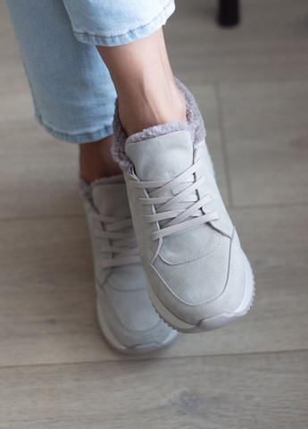 Кросівки жіночі з натуральної світлої молочної замші та хутром в середині Zlett 3808 молочні зими (364371701)