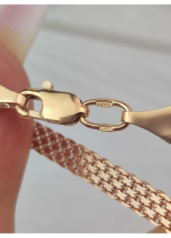 Браслет срібний 925 проби в позолоті плетіння Бісмарк якірний 4 мм 17.5 см No Brand (364965178)