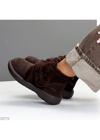 женские зимние ботинки debra, шоколадные, из натуральной замши и меха, удобные и теплые. No Brand