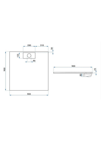 Душовий піддон BAZALT 90x90 WHITE Rea (336937912)